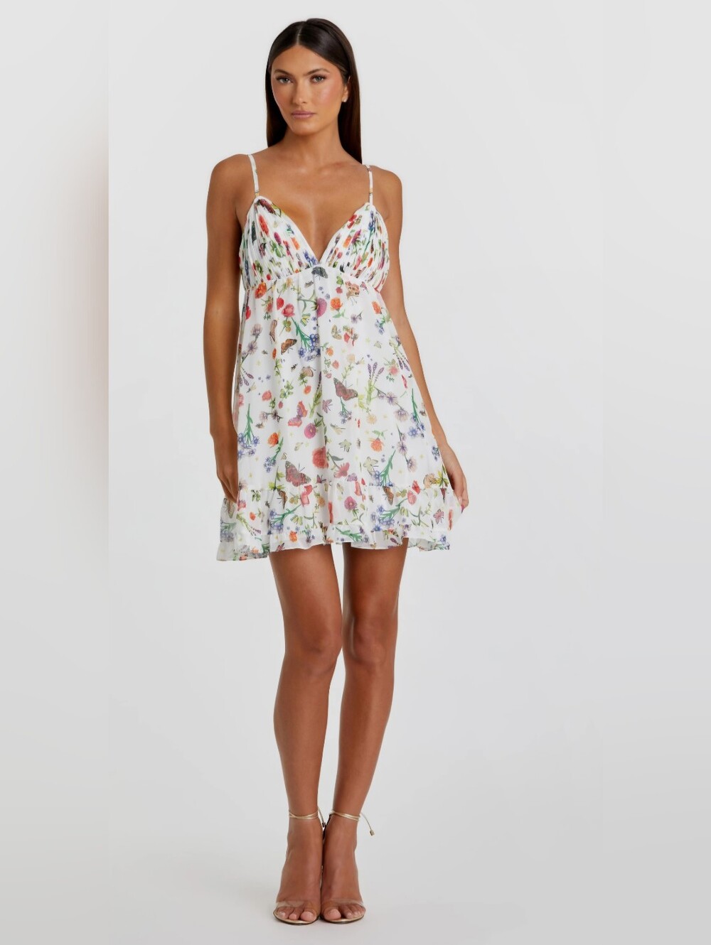 Ieena For Mac Duggal 70197 Floral White Summer Mini Dress Size 4